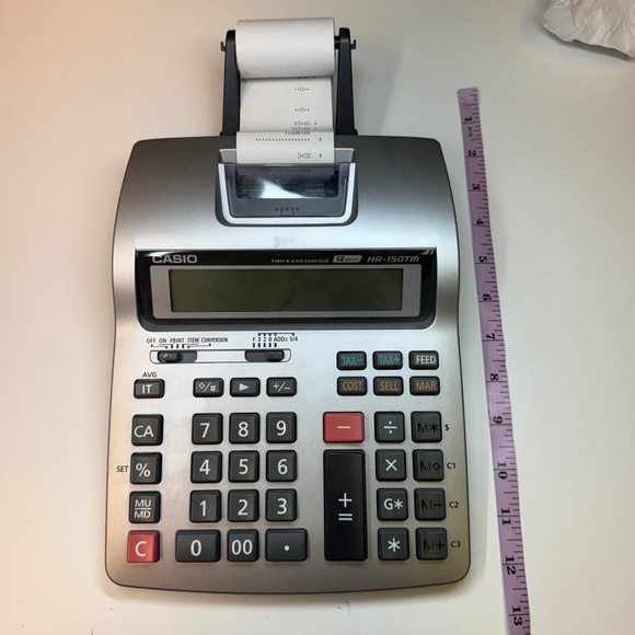 Casio HR150TM 12 Digit Silver Gray Desktop Printing Calculator - Picture 8 of 11